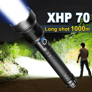 Zoomable High Lumens Custom Ultra Brightest Handheld Xhp70 Solar Torch Light Led Long Range Powerful Flashlight