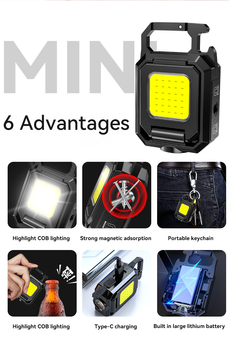 Mini Aluminum Portable Pocket Waterproof Magnetic Rechargeable High Power Led Keychain Flashlight