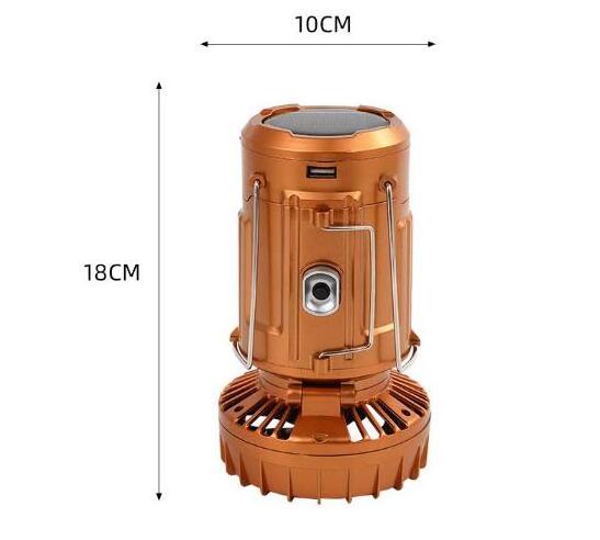 Waterproof Portable Led Re-Chargable Lantern Outdoor Garden Solar Camping Light With Fan