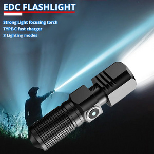 Custom Logo Xhp50 Camping Lamp Led Torch Light Type C Charging Led Mini Rechargeable Solar Powered Flashlight