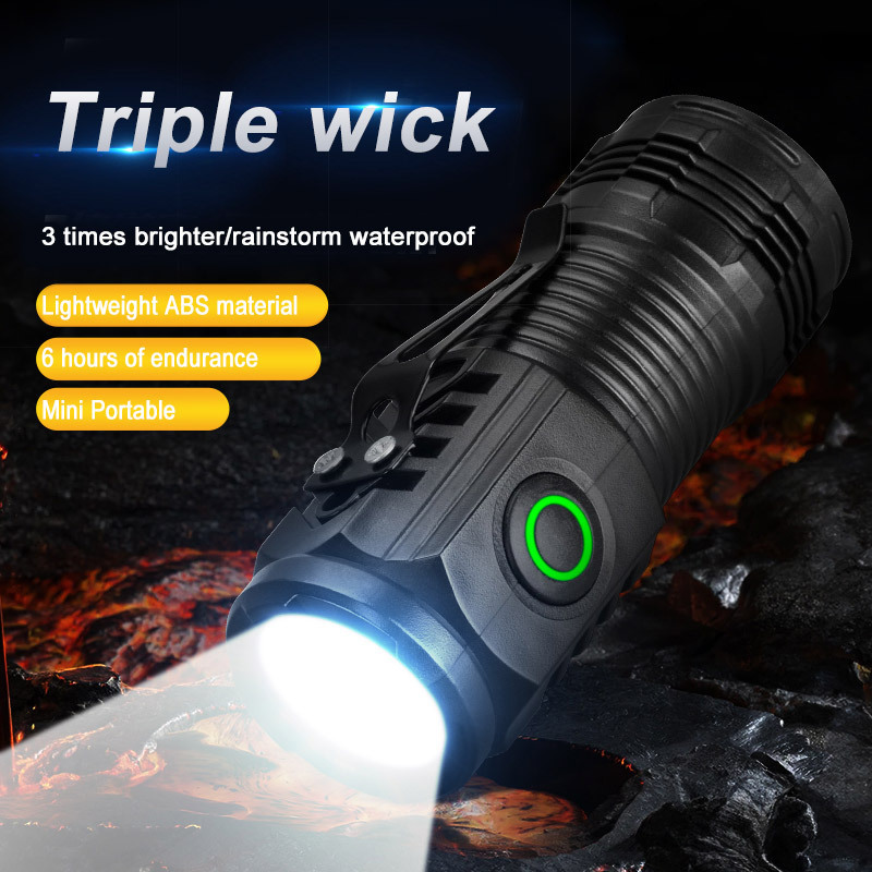 New Ultra Powerful 3 Core Usb Rechargeable Torch Hand Lamp Lanterna Led Flashlights With Magnet