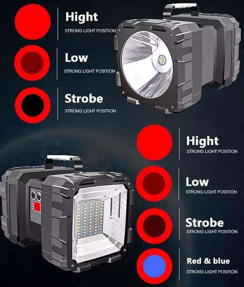 Super Bright Double Head Emergency Light Searchlight Floodlight Xhp70 High Lumens Linternas Led Solar Flashlight