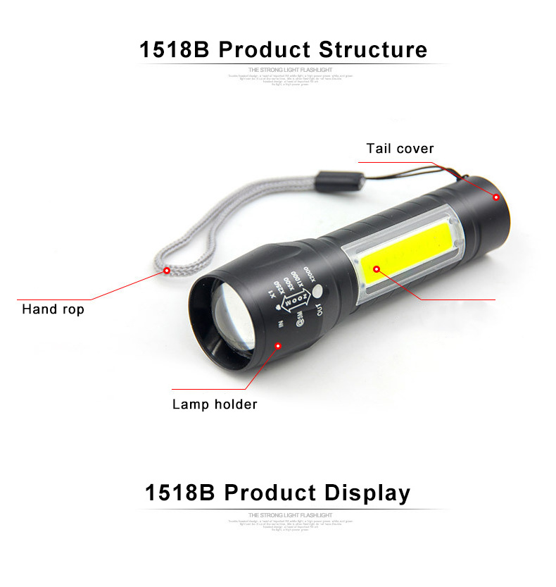 Outdoor Camping Tactical Torch Long Range Zoomable Portable Multifunctional Small Led Mini Flashlights