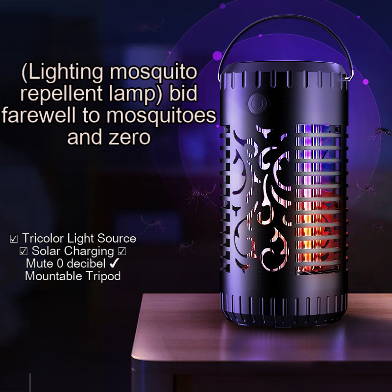 Customized New Models 395Nm Purple Light Multifunctional Function Solar Bug Zapper Electric Mosquito Killer Lamp