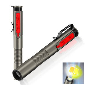 Type-C Rechargeable Aluminum Doctor Nurse Penlight Uv Ultraviolet Medical Flashlight Pen Light With Clip