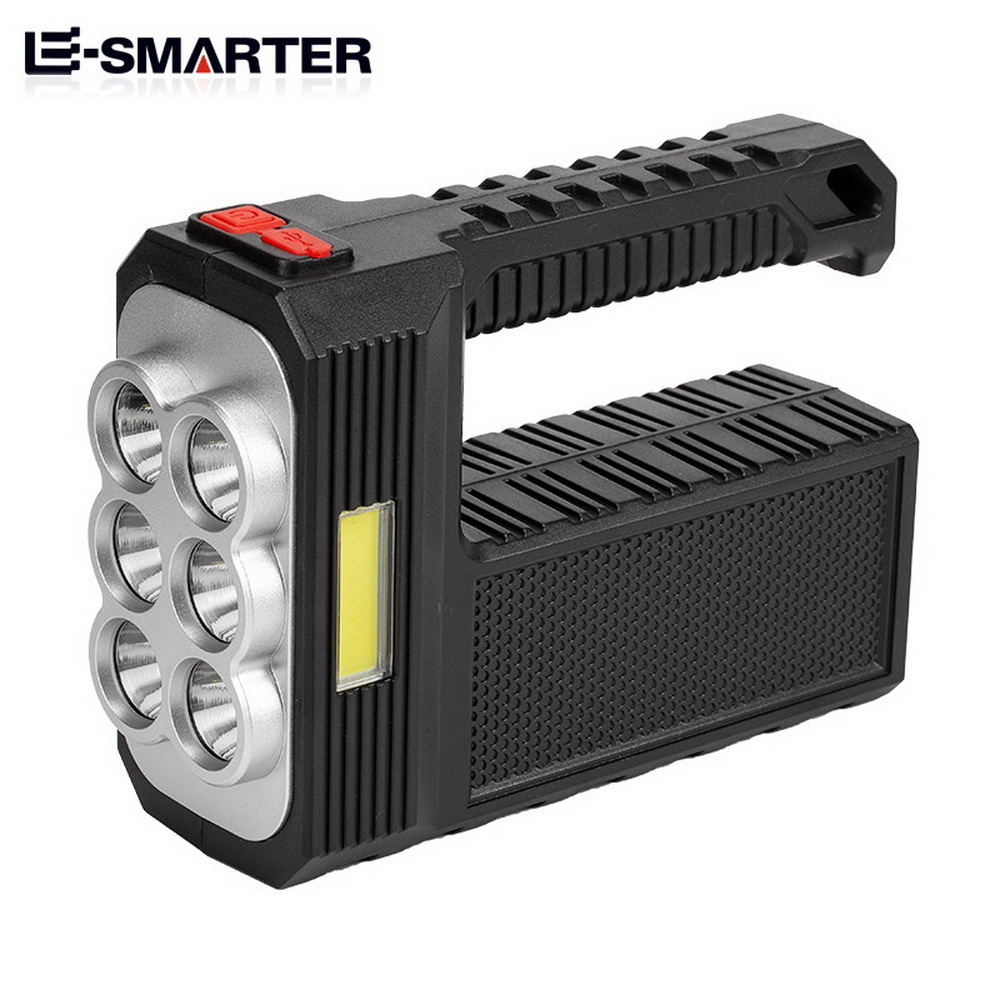 Multi-Function Plastic Usb Rechargeable Handheld Portable Torch 8 Led Camping Searchlight Solar Flashlight