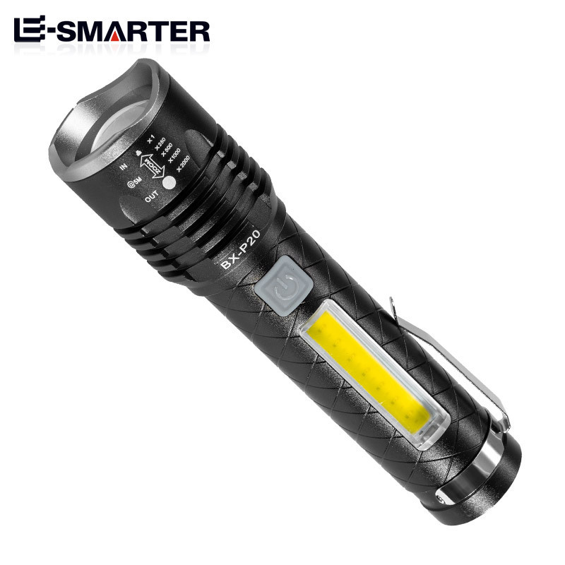 Aluminum 18650 Built-In Battery Rechargeable Telescopic High Power Magnetic Light Led Torch Flashlight Laser