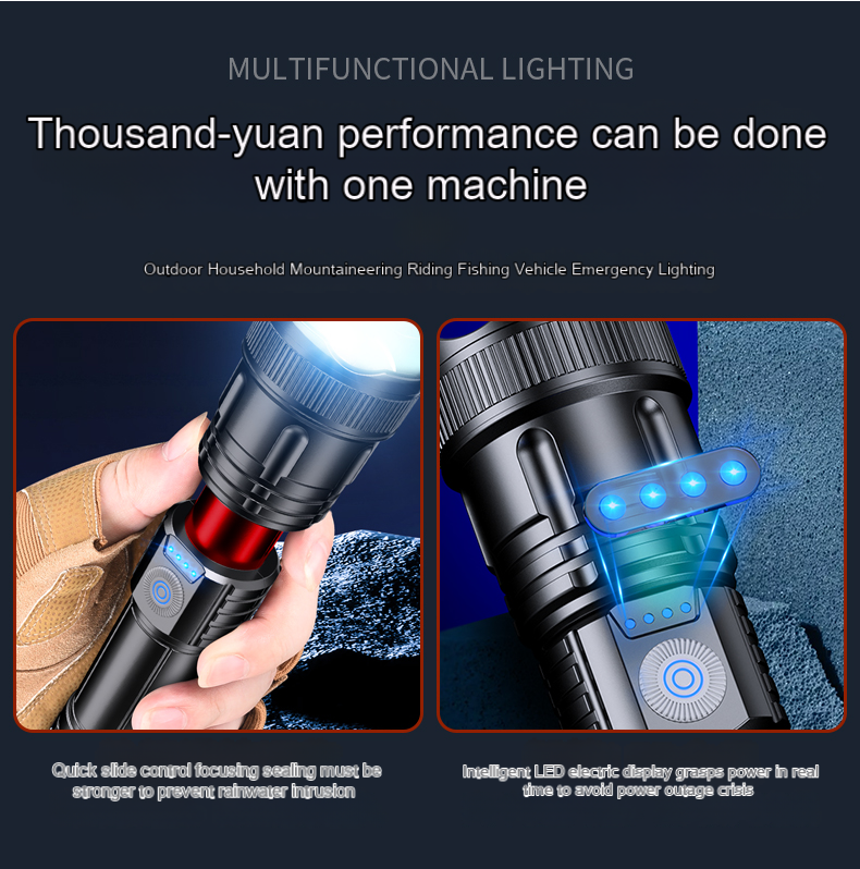 2024 New Portable Linterna Rechargeable Long-Distance Zoom Torch Lights Waterproof Usb Flashlight