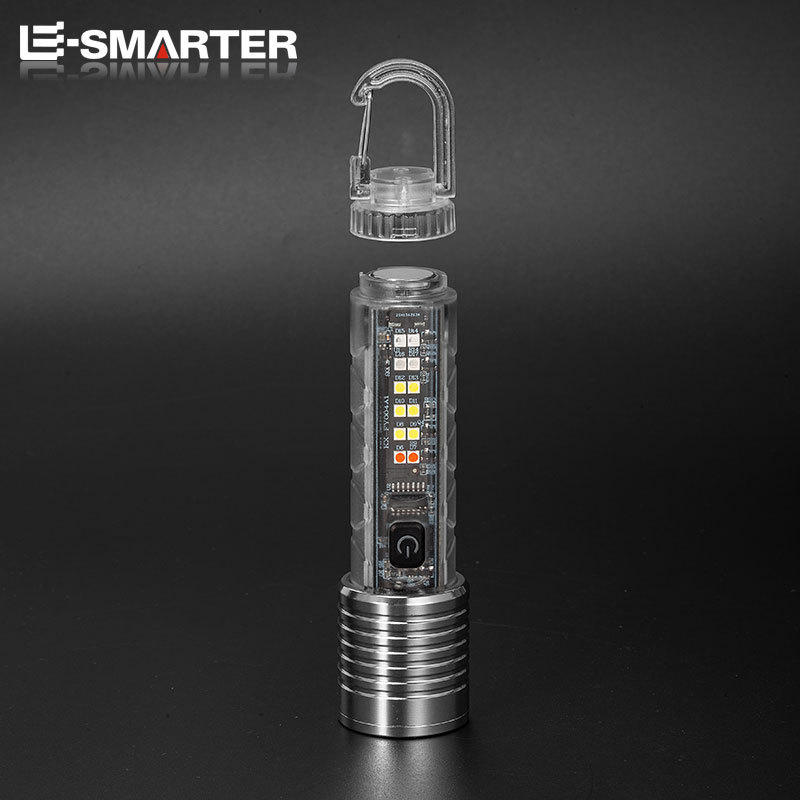 New Super Bright Led Type C Rechargeable Zoomable Mini Keychain Flashlight With White Laser