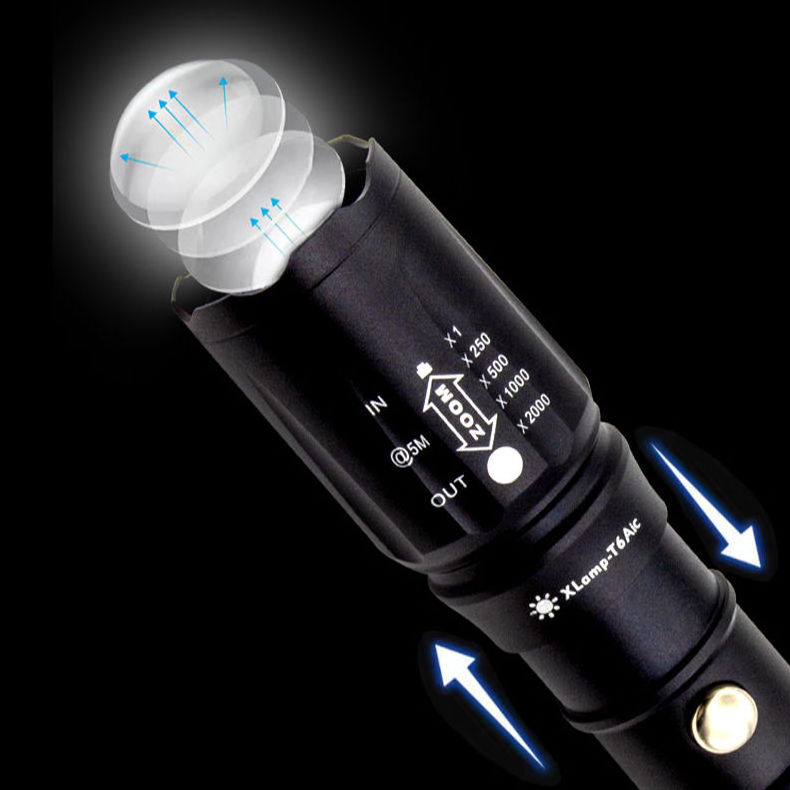 Rechargeable Zoom Lamp 10W Xml T6 Led 1000 Lumen Waterproof Outdoor Torch Led Aluminum Flashlight