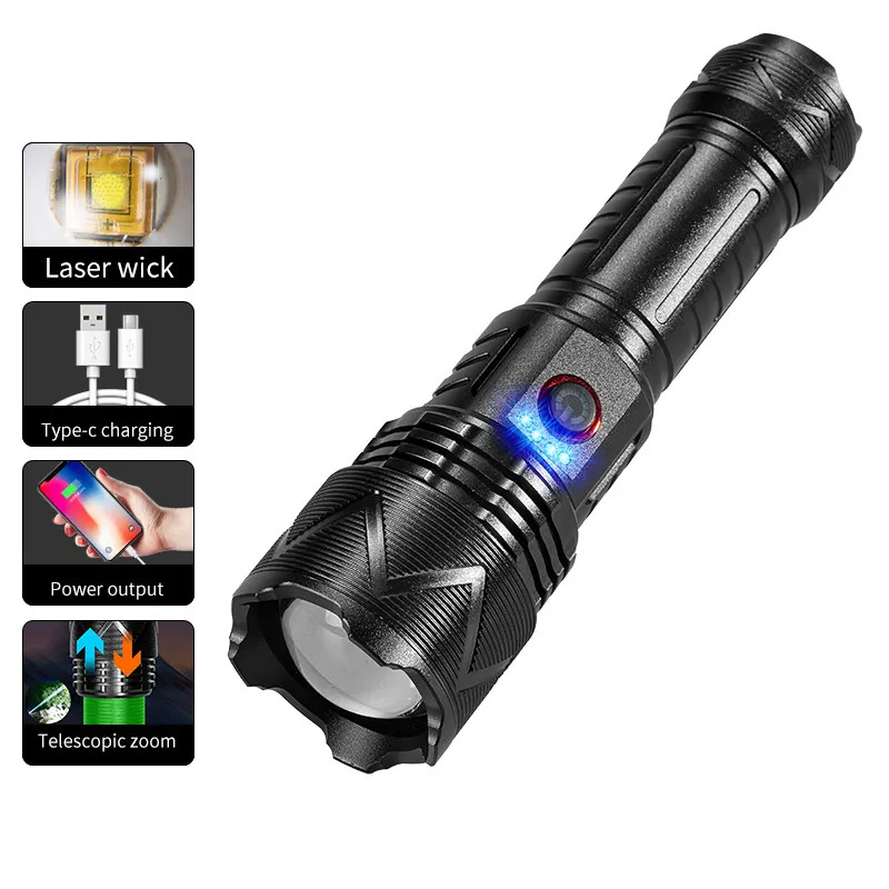 Most Powerful 8500K Color Temperature Aluminium Alloy Long Range White Laser Usb Rechargeable Tactical Brightest Led Flashlight