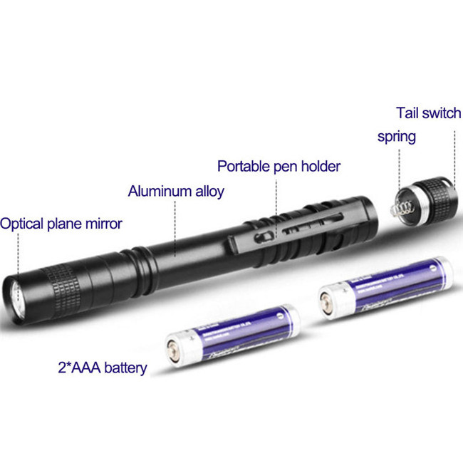 Torch Light Hand Black Aluminum Pocket Medical Pen Led Penlight Linterna Mini Flashlight With Clip