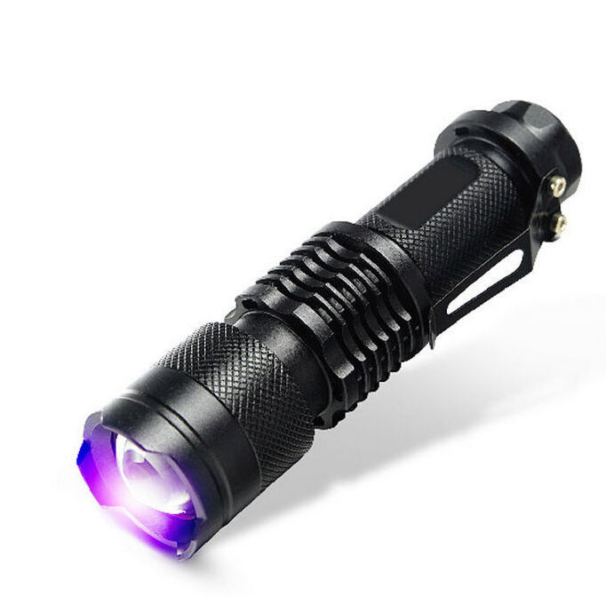 Mini Powered Aa 14500 Battery Blacklights 395Nm Led Flash Light Zoomable 365Nm Uv Flashlight For Detecting