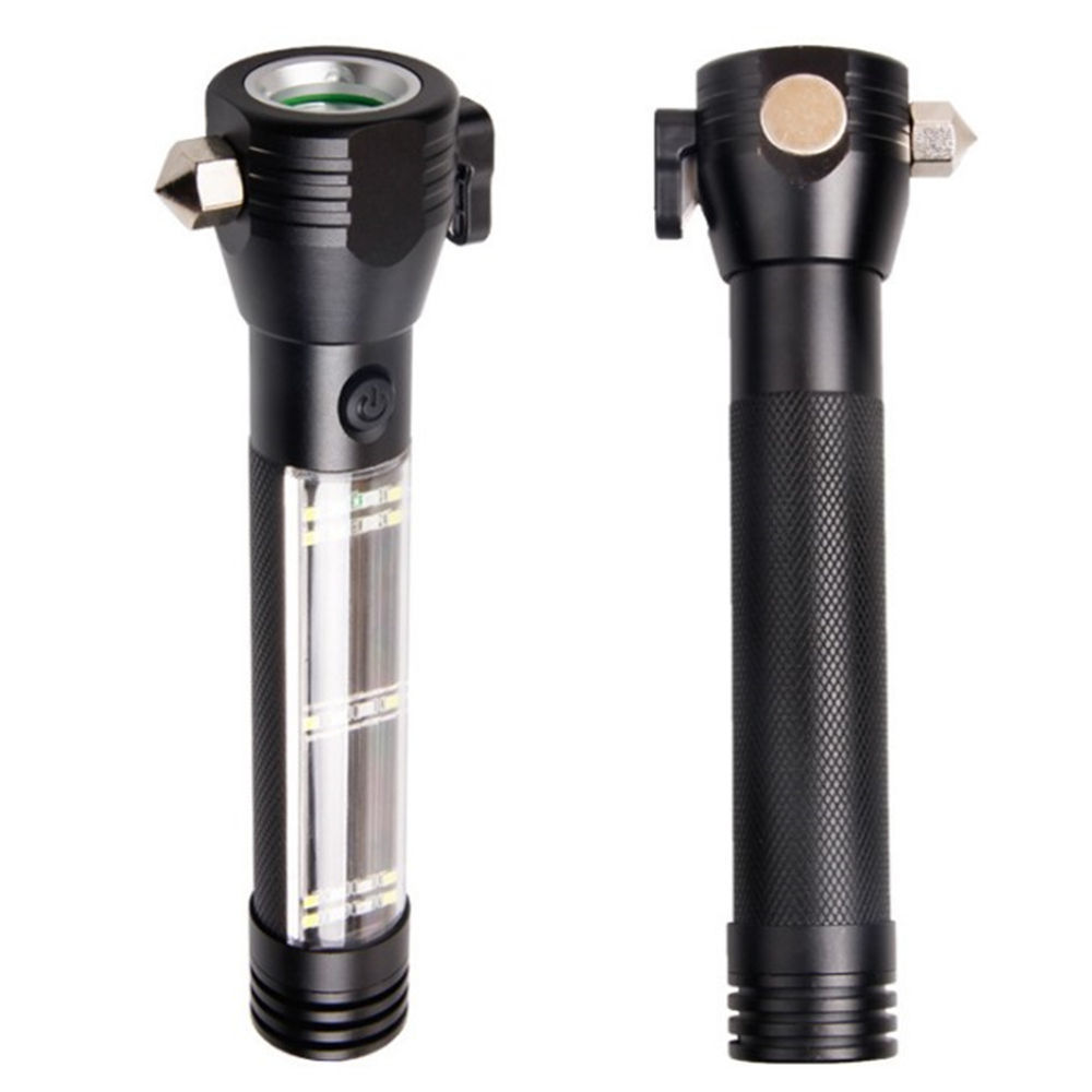 Multifunctional Multitools Safety Hammer Portable Solar Powered Torch Light Rechargeable Flashlights