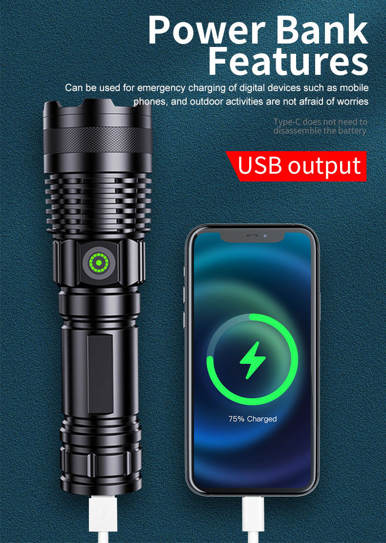 Long Range Powerful Super Bright 100000 Lumen High Power Linterna Recargable Usb Linterna De Buceo Flashlights & Torches