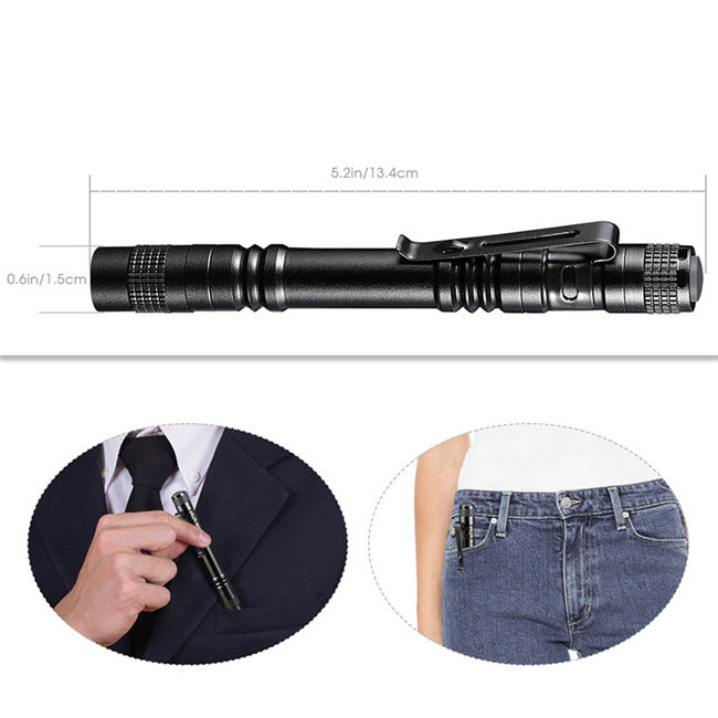 Torch Light Hand Black Aluminum Pocket Medical Pen Led Penlight Linterna Mini Flashlight With Clip