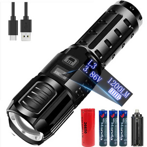 15000 Lumens 5000Mah Zoomable Rechargeable Camping Touch Light Torch Led Flashlight 90000 Lumens