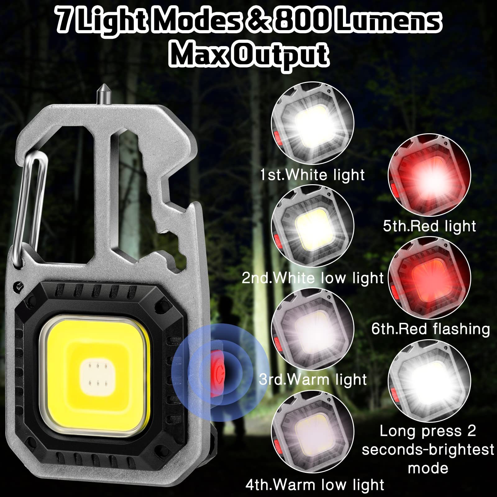 Multifunctional High Brightness Pocket Lamp Outdoor Portable Rechargeable Cob Led Keychain Work Light