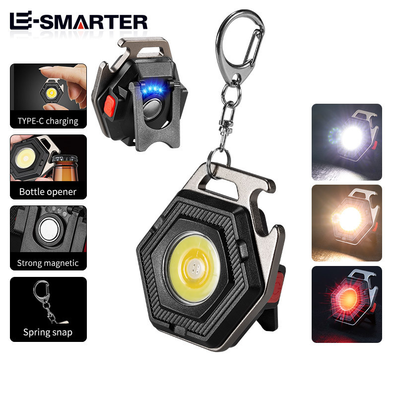 Waterproof Flat Torch Usb Rechargeable Portable Pocket 4 Light Modes Linterna Mini Cob Keychain Flashlight