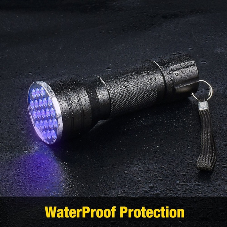 Hot Sell Waterproof Portable Multifunctional Aluminum Alloy Ultraviolet 51 Led Purple Light Dry Battery Uv Flashlights