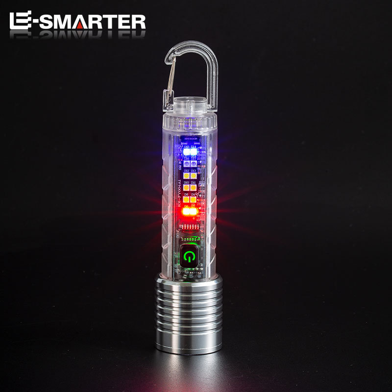 New Super Bright Led Type C Rechargeable Zoomable Mini Keychain Flashlight With White Laser