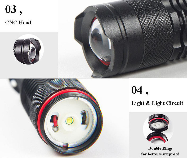 High Quality Aluminum Zoom Black Xhp50 800 Lumen Usb Rechargeable Uv Mini 365Nm Black Light Uv Flashlight