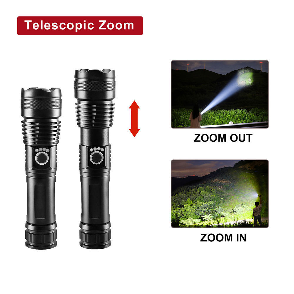 100000 Lumen Handheld Rechargeable Water Resistant Camping Torches Linterna De Buceo Adjustable Led Tactical Flashlight