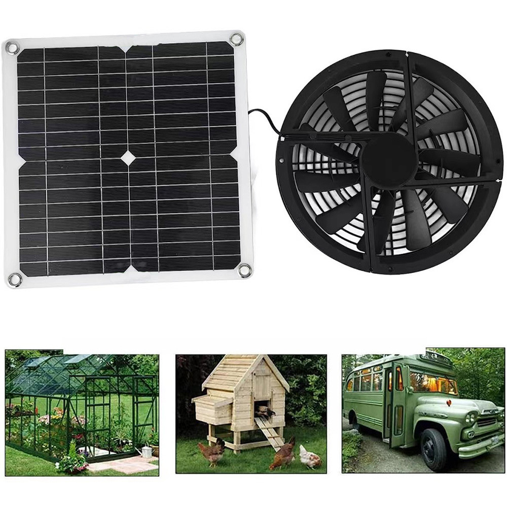 Single crystal silicon 25W 12v circular solar panels with fan chicken coop cooling without electric