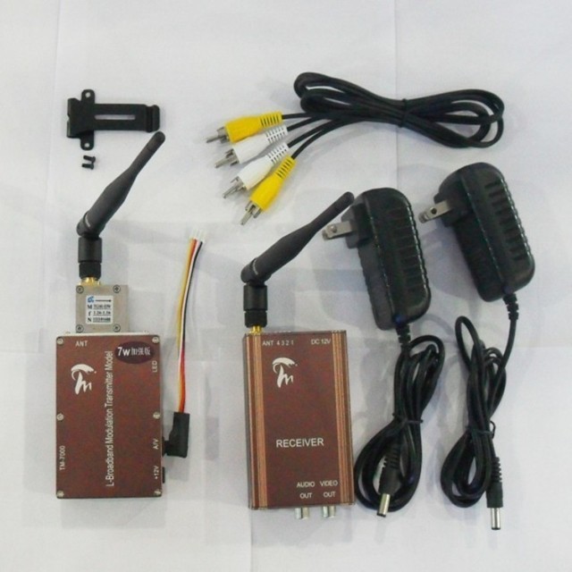 Taiwan 1.3Ghz 7000MW 7W Wireless transceiver,1.3Ghz Video Audio Transmitter Receiver,Long Range FPV CCTV transmitter