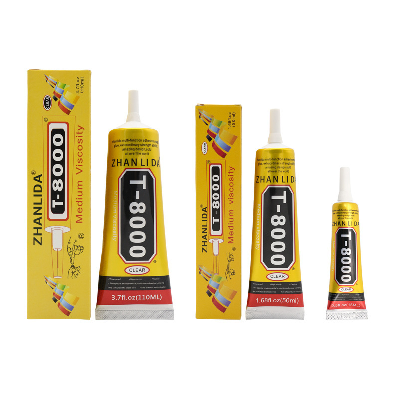 Zhanlida T8000 110ML Glue Multi Purpose Transparent Adhesive for Jewelry Phone LCD Screen Metal Ceramics Leather Plastic Wood