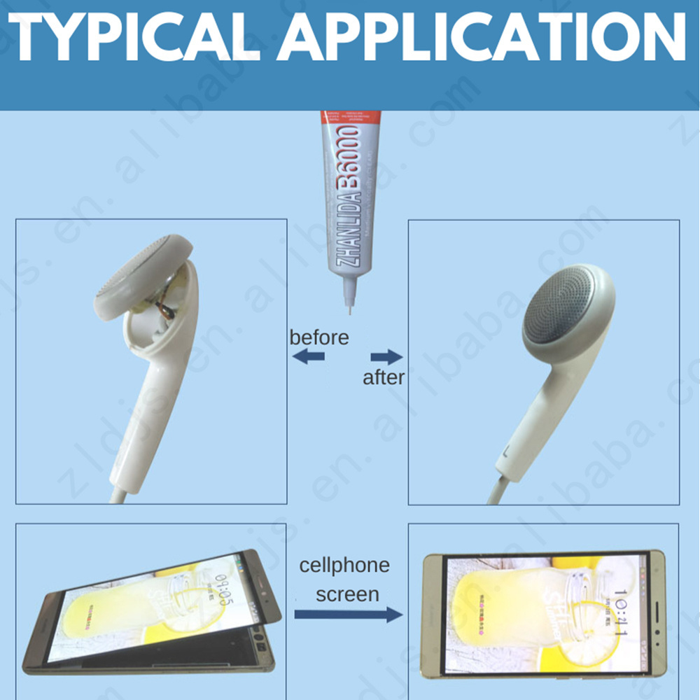 Zhanlida B6000 Clear Contact Adhesive With Precision Applicator Tip -110ml 50ml  25ml 15ml 9ml  B6000 Glue Adhesive