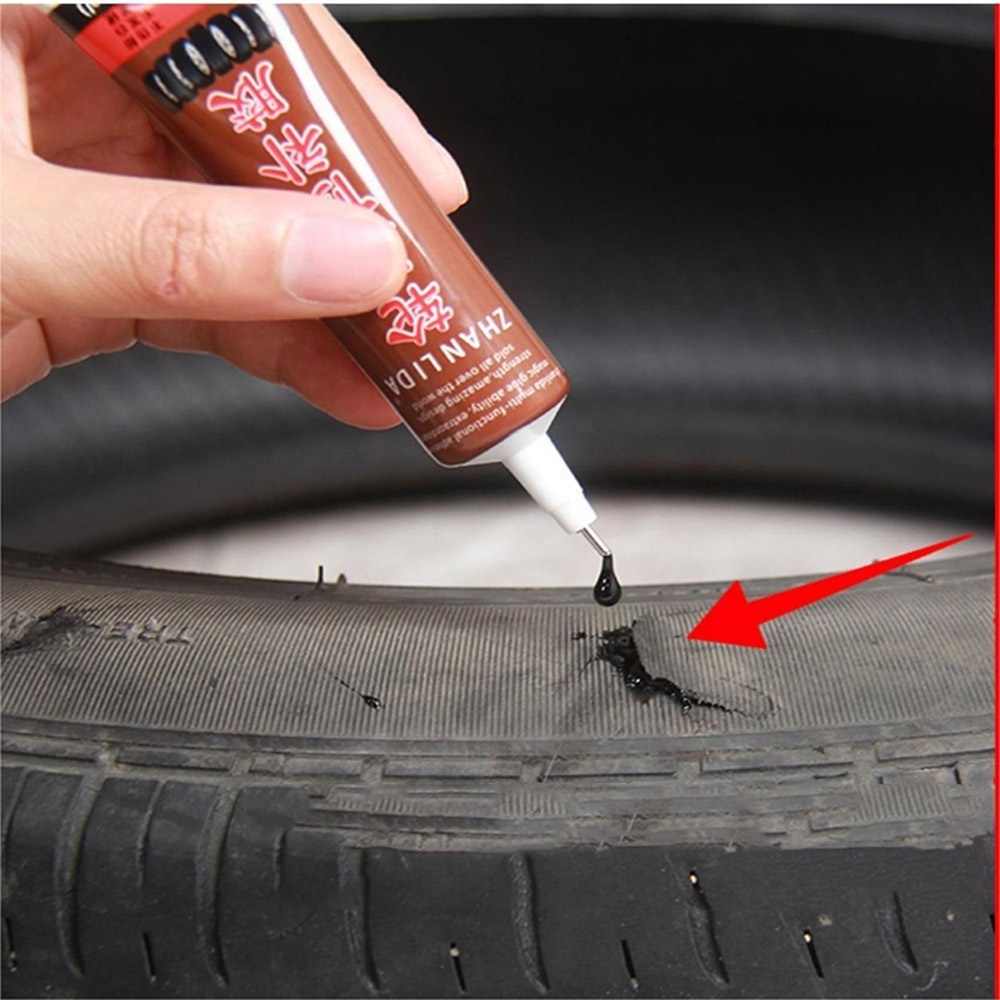 Tire Repair Glue Black 25ML Zhanlida for Scratches of Automobile Car Rubber Strips Cracks Outer Tires