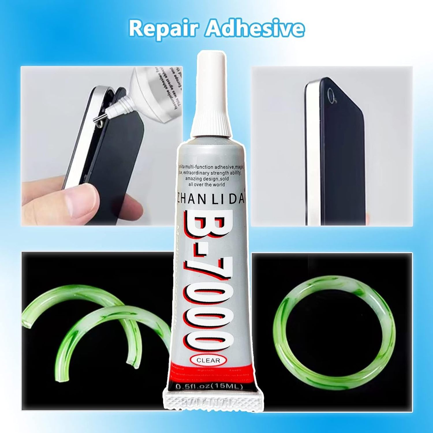 Zhanlida 15ml b7000 Glue Super Transparent Epoxy Resin b-7000 Adhesive glue for Phone Display Screen Fabric Jewelry Rhinestone