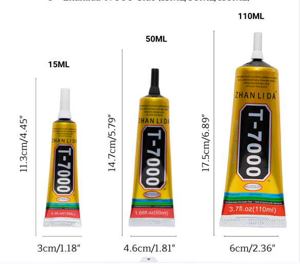 Zhanlida High Strength Low Drawing Black Adhesion T7000 50ml With Viscosity 4800mpa.s Multipurpose Adhesive Plastics Glue