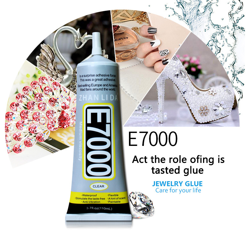 Zhanlida E7000 110ML Clear Contact DIY Cloth Fibre Fabric Adhesive Multipurpose Wedding Dress Leather Bag Diamond Glass Glue