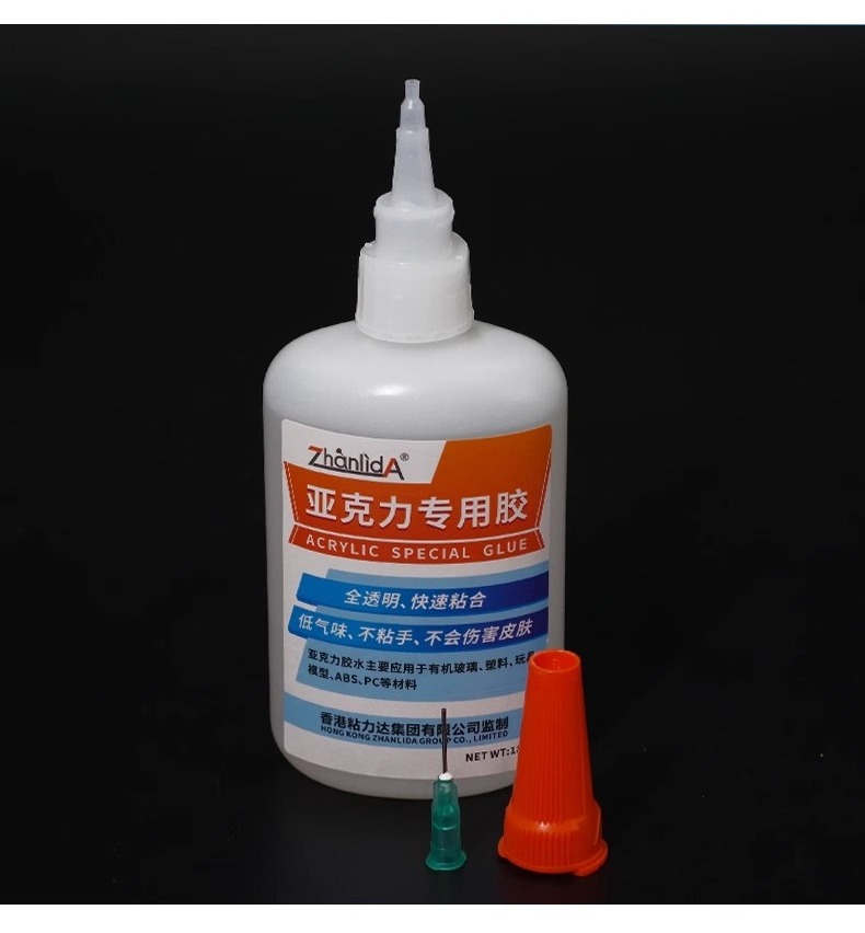 Zhanlida 45g 180g 760g Acrylic Super Glue Clear Adhesive Organic Glass Ceramics PMAA ABS PVC Plastic Waterproof Glue