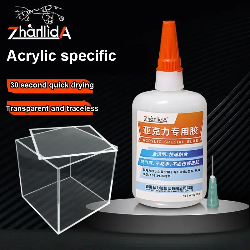 Zhanlida 45g 180g 760g Acrylic Super Glue Clear Adhesive Organic Glass Ceramics PMAA ABS PVC Plastic Waterproof Glue