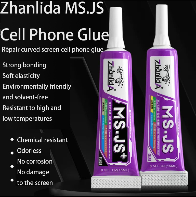 Zhanlida MS.JS Cell Phone Glue 50ML 15MLCell Phone Repair Sealant Cell Phone Curved Screen Caulking Black Transparent Glue