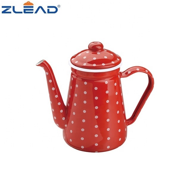 Camping Outdoors Coffee Pot 1.2L  Hand Drip Enamel Tea Coffee Pot Kettle Boiler Oil & Vinegar Cruet