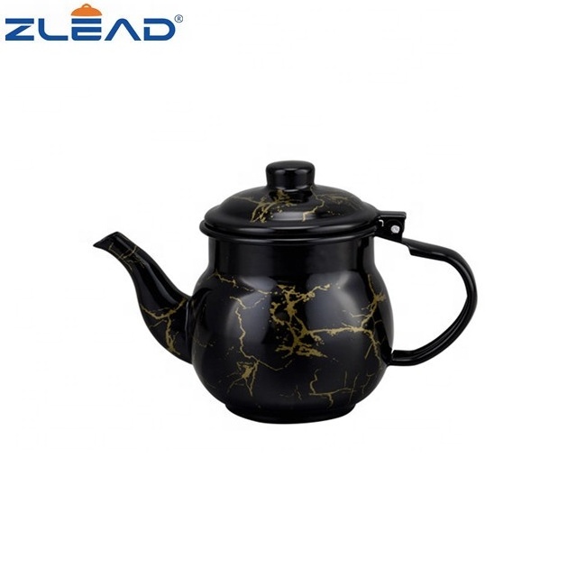 0.7L 1.1L 1.5L 2.5L Kitchen Cookware Drinkware Enamel Tea Kettle With Gold Flower