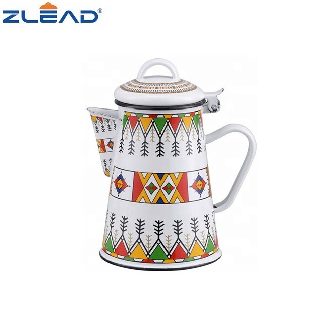 1.2L Zhili Enamel Hand Pot For Coffee Enamel Teapot Enamel Water Kettle