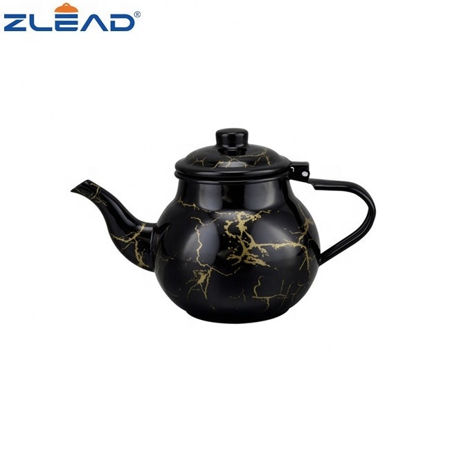 0.7L 1.1L 1.5L 2.5L Kitchen Cookware Drinkware Enamel Tea Kettle With Gold Flower