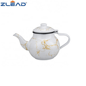 0.7L 1.1L 1.5L 2.5L Kitchen Cookware Drinkware Enamel Tea Kettle With Gold Flower