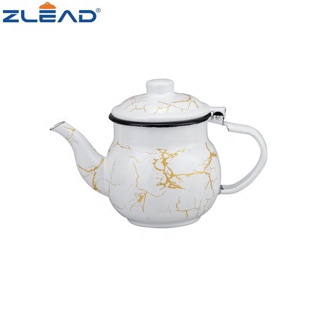 0.7L 1.1L 1.5L 2.5L Kitchen Cookware Drinkware Enamel Tea Kettle With Gold Flower