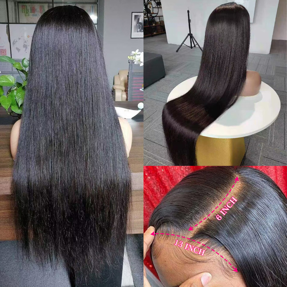 13x6 Raw  Indian Lace Frontal Hair Wig ,Glueless Full Lace Front Wigs For Black Women, 40 inch Brazilian straight Lace Front wig