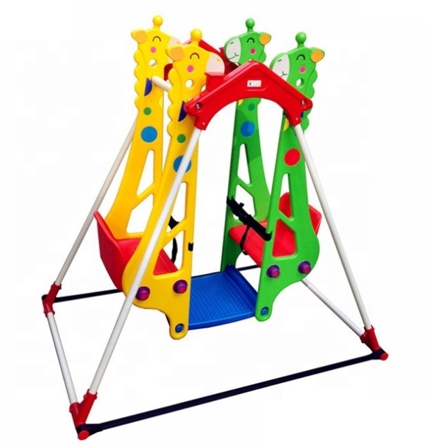 Cute Animal Indoor Playground Equipment Plastic Baby Patio Swing Seat for Kids Garden and Gym Use