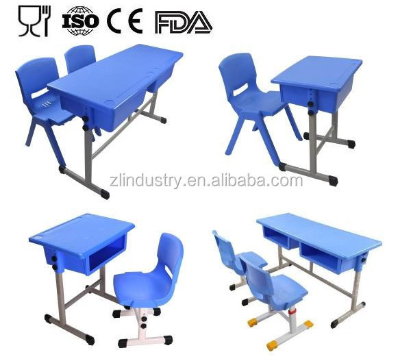 student study desk and chair China Factory Supplier manufacturer plastic adjustable single school furniture table