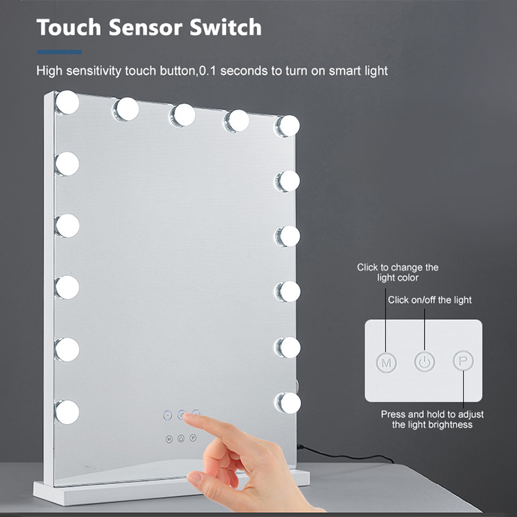 Hollywood Vanity Mirror Lamp With Bluetooth Call Bedroom Bathroom 15 Pcs Dimmable Bulbs 10W Makeup Mirror Light