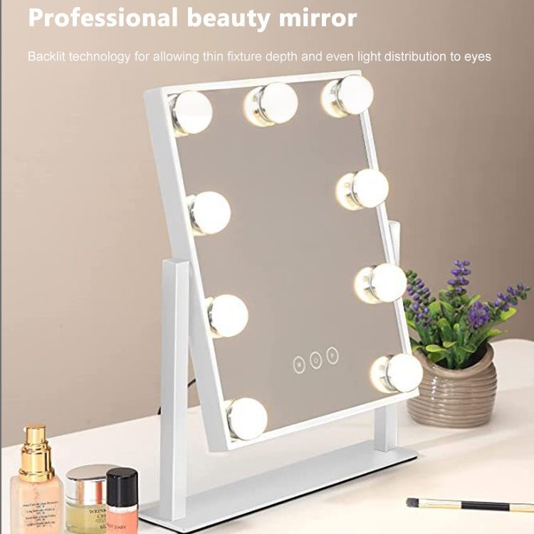 Touch Control Design 3 Colors Dimmable Led Bulbs 360 Degree Rotation Makeup Mirror Hollywood Vanity Mirror Lights