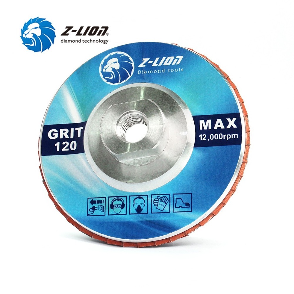 Z-LION Diamond Flap Disc 4 Inch M14 Or 5/8-11 Thread Metal Adapter Diamond Electroplated Grinding Wheel Flap Disc